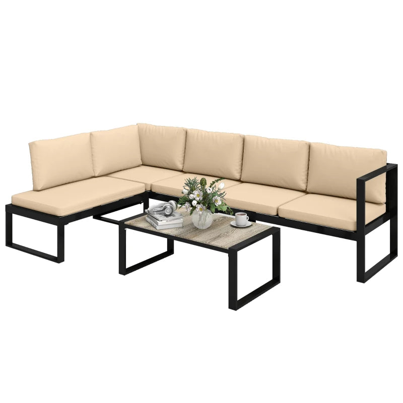 Nancy's Reitano Loungeset - Tuinset - Terrasset - 4-Delige Lounge Set - Zwart / Kaki / Grijs