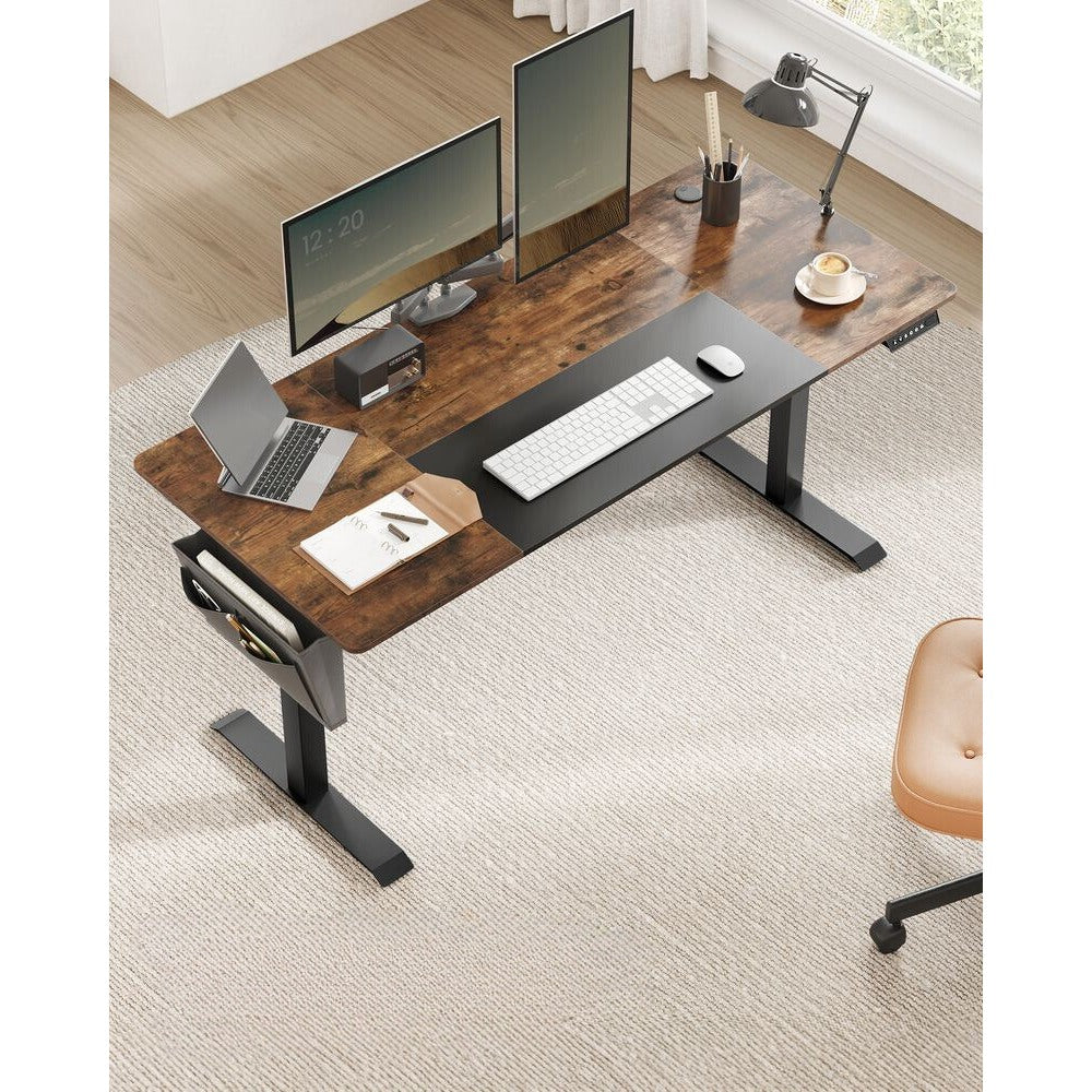 Nancy's Assago Verstelbaar Bureau - Zit/Sta Bureau - Elektrisch Bureau - Bruin / Zwart - 70 x 160 x 72-120 cm