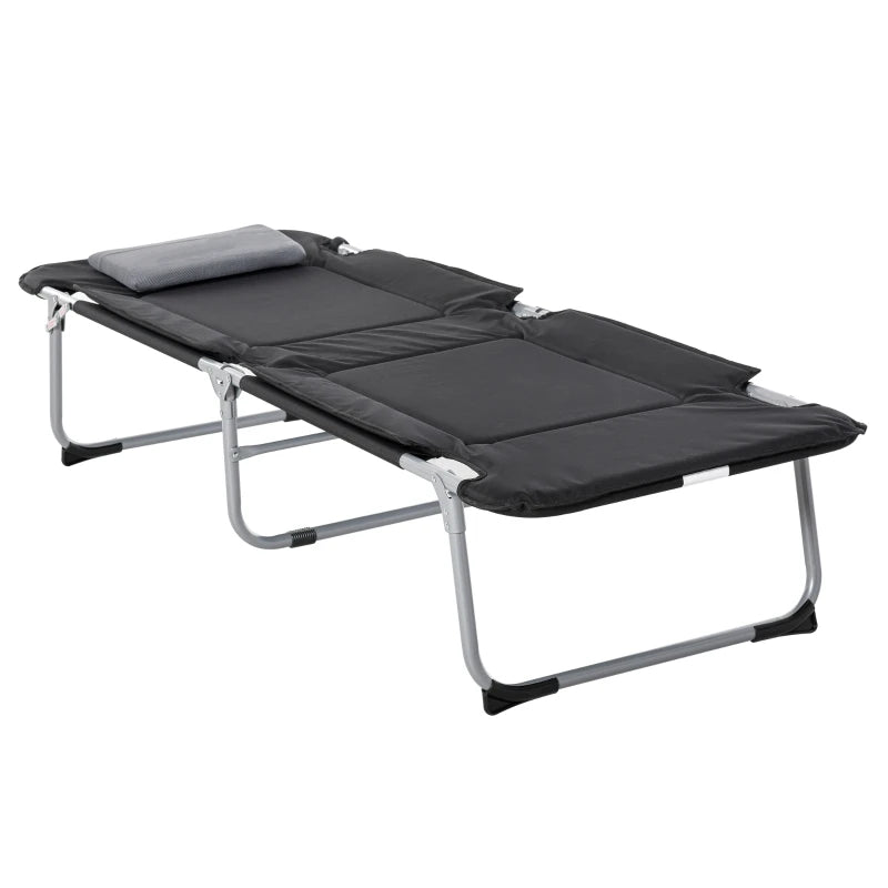 Nancy's Zaragona Campingbed - Stretcher - Veldbed - Zwart - ± 185 x 65 x 33 cm