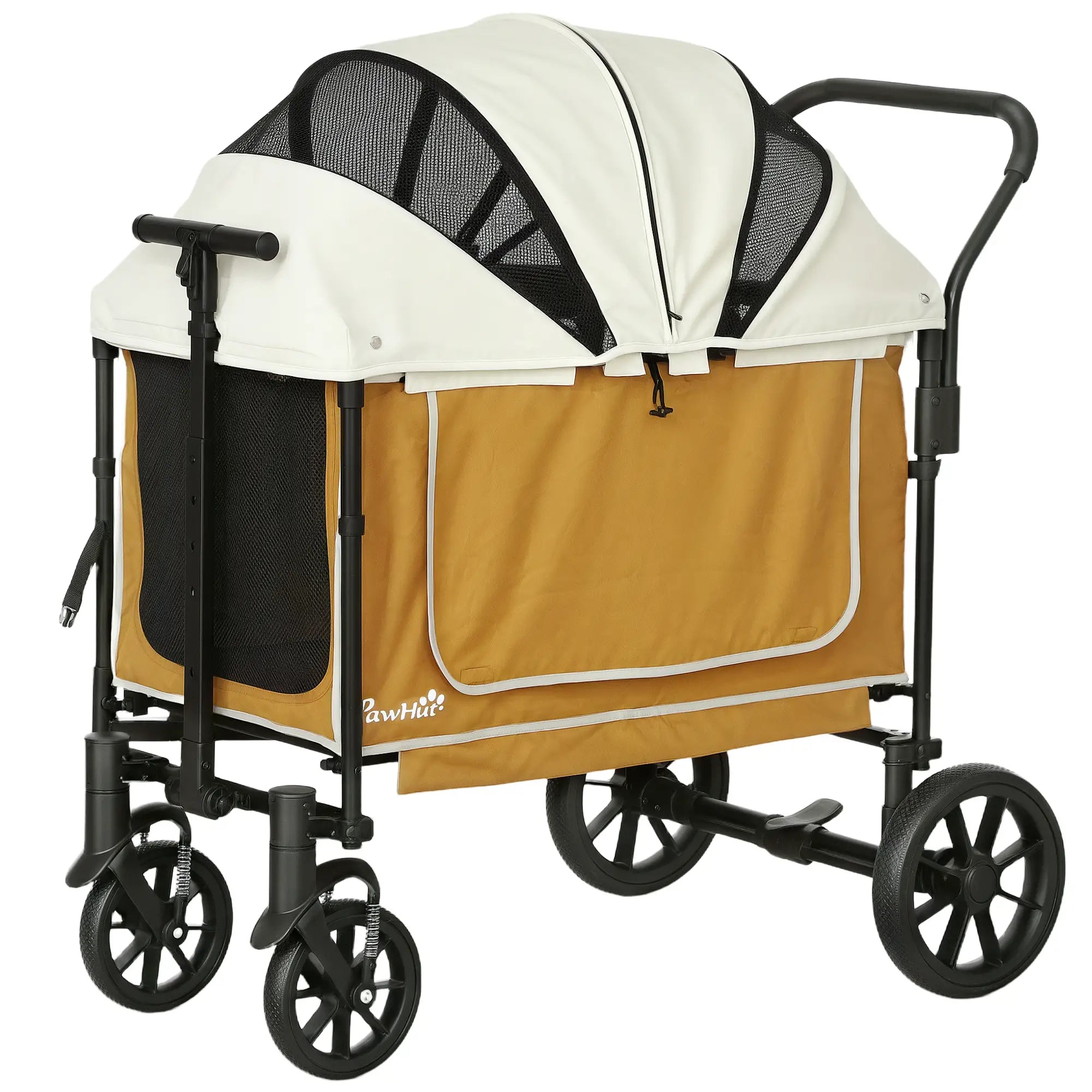 Nancy's Iglesias Reiswagen voor Huisdieren - Hondenbuggy - Hondenwagen - Bruin / Beige / Zwart