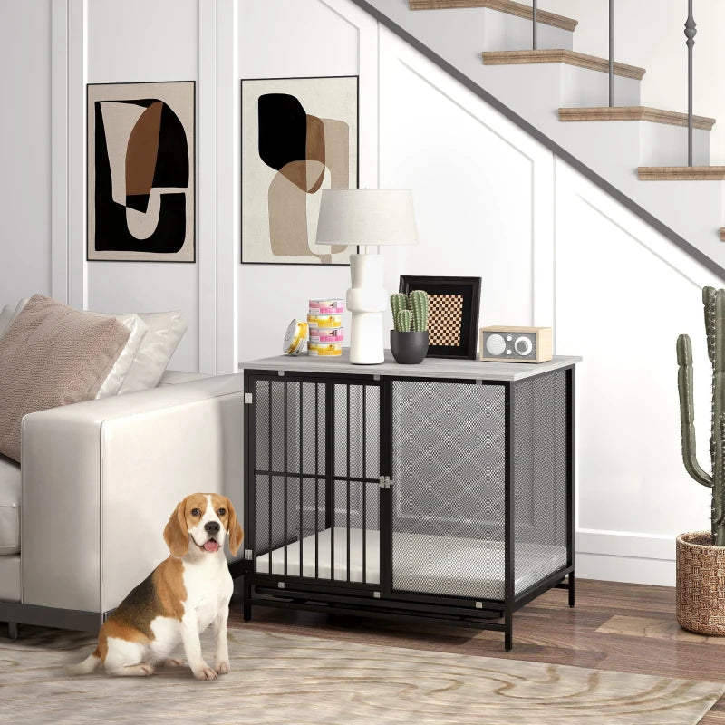 Cage pour chien Nancy's Meca - Dog Bech - Niche - Gris / Noir - Acier - ± 80 x 55 x 70 cm