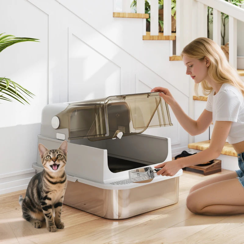 Nancy's Misurina Kattenbak - Kattentoilet - Katten wc - RVS / Grijs - ± 70 x 50 x 45 cm