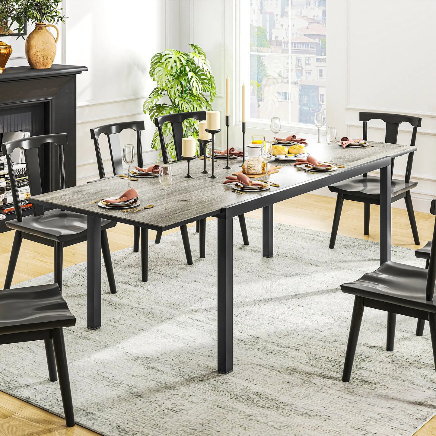 Nancy's Gangi Tuintafel - Eettafel voor Buiten - Terrastafel - Uitschuifbaar - Grijs