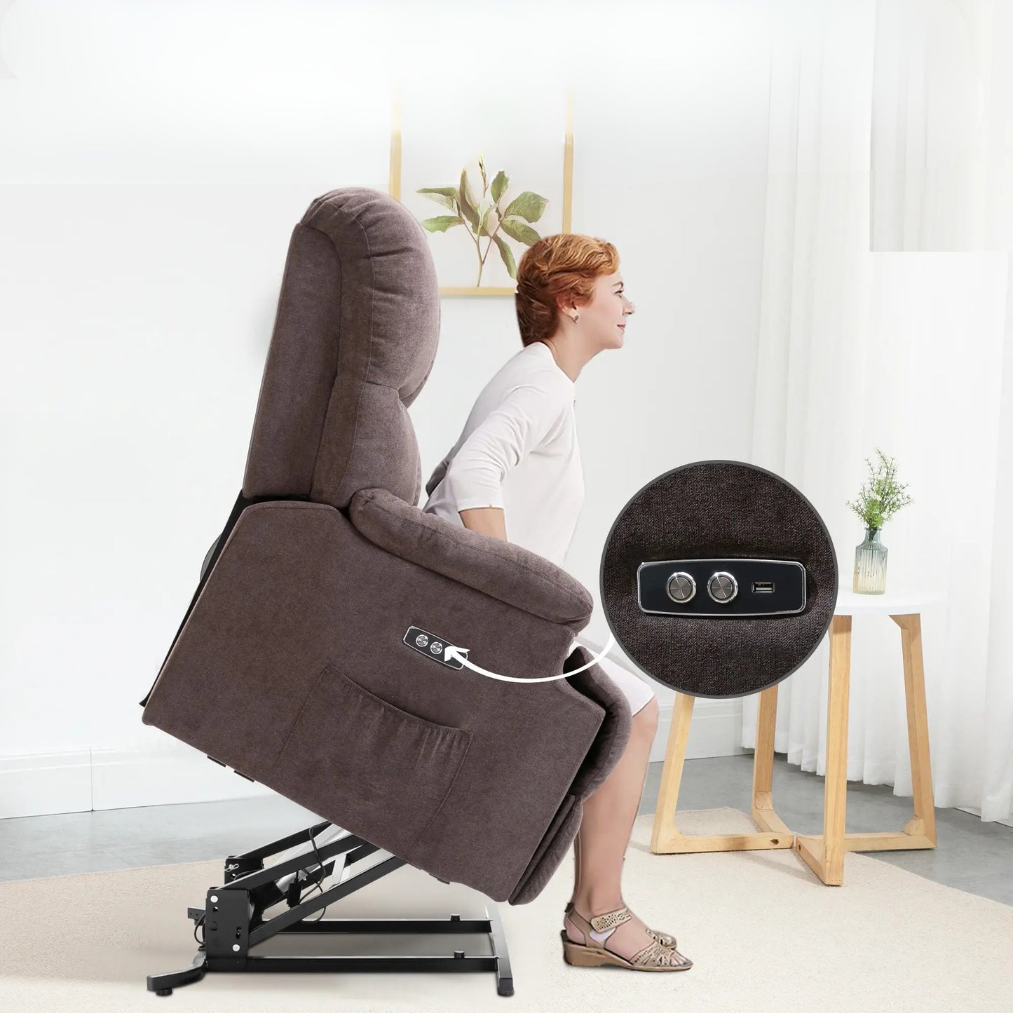 Nancy's Gais Sta op Stoel - Seniorenstoel - Relaxfauteuil - Grijs - Fluweel