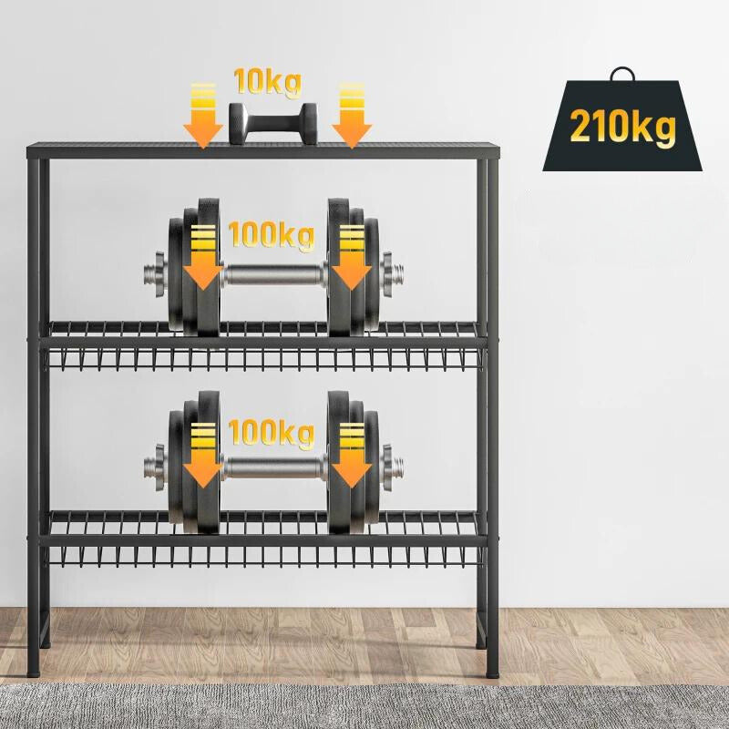 Nancy's Marcieira Krattenrek - Stellingkast - 2 Niveaus - Zwart - Staal - ± 100 x 35 x 115 cm