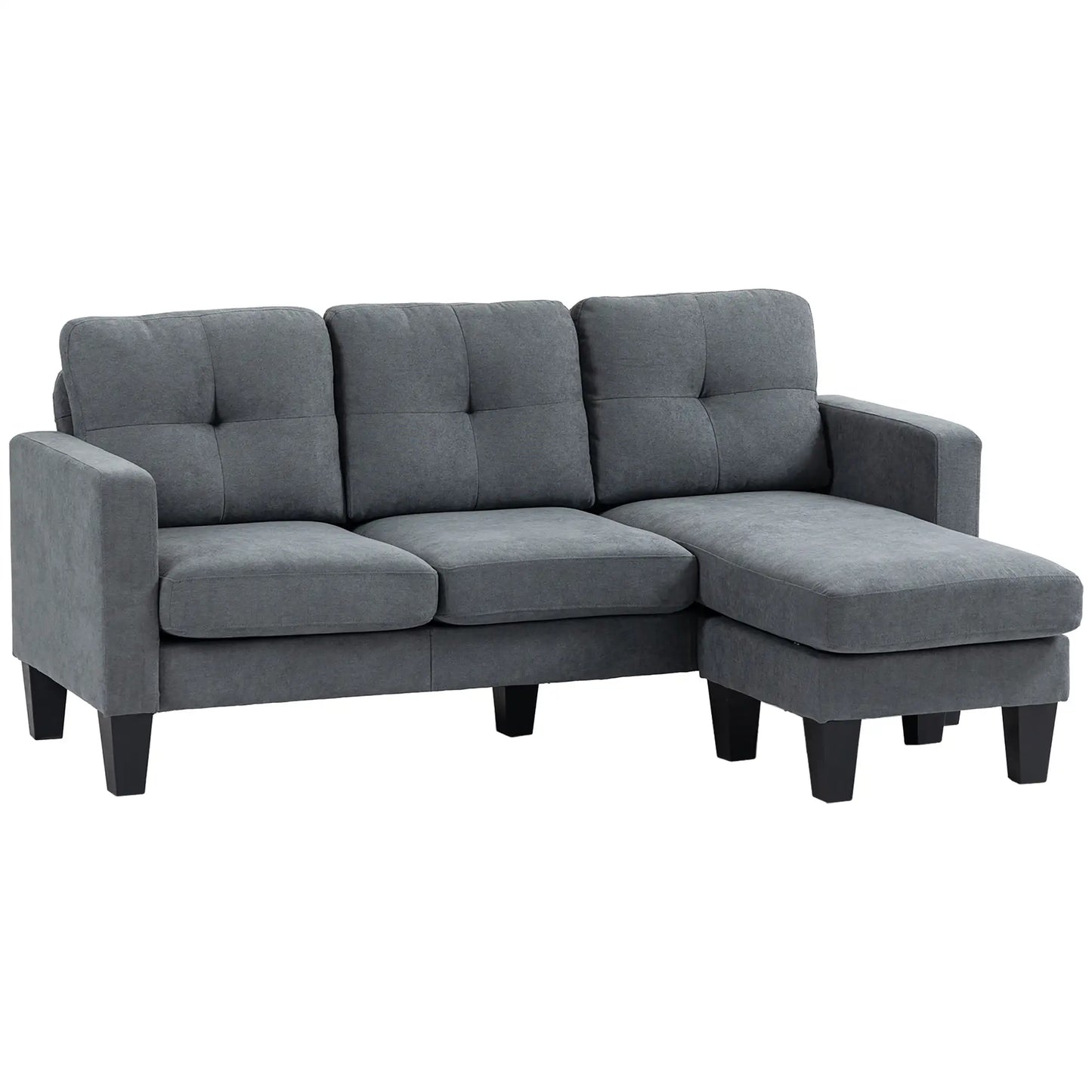 Nancy's Lido Hoekbank - L-vormige Bank - Omkeerbare chaise lounge - Grijs - Linnen - ± 185 x 130 x 85 cm
