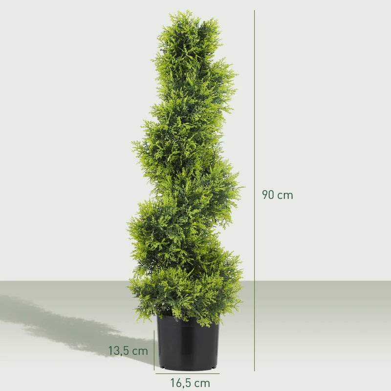 Nancy's Meldola Kunstplant - Spiralsnoei kunstplant - Kunstboom - Groen - 90 cm hoog