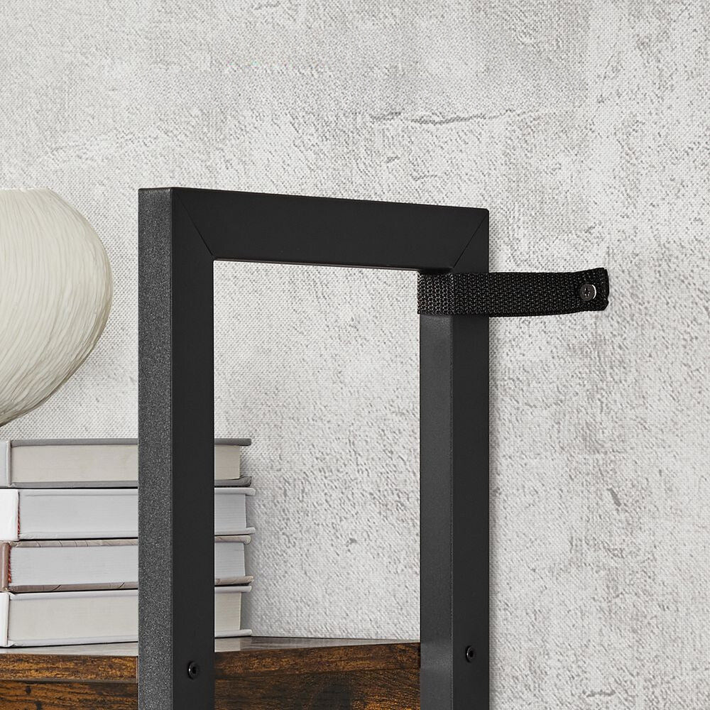 Nancy's Mossley Boekenkast met 14 planken - Opbergkast - Industrieel - Zwart - Bruin - 158 x 24 x 166 cm