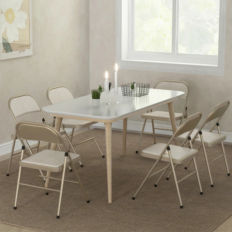 Nancy's Noto Klapstoelen - Set van 6 - Vouwstoel - Beige - Staal / Linnen