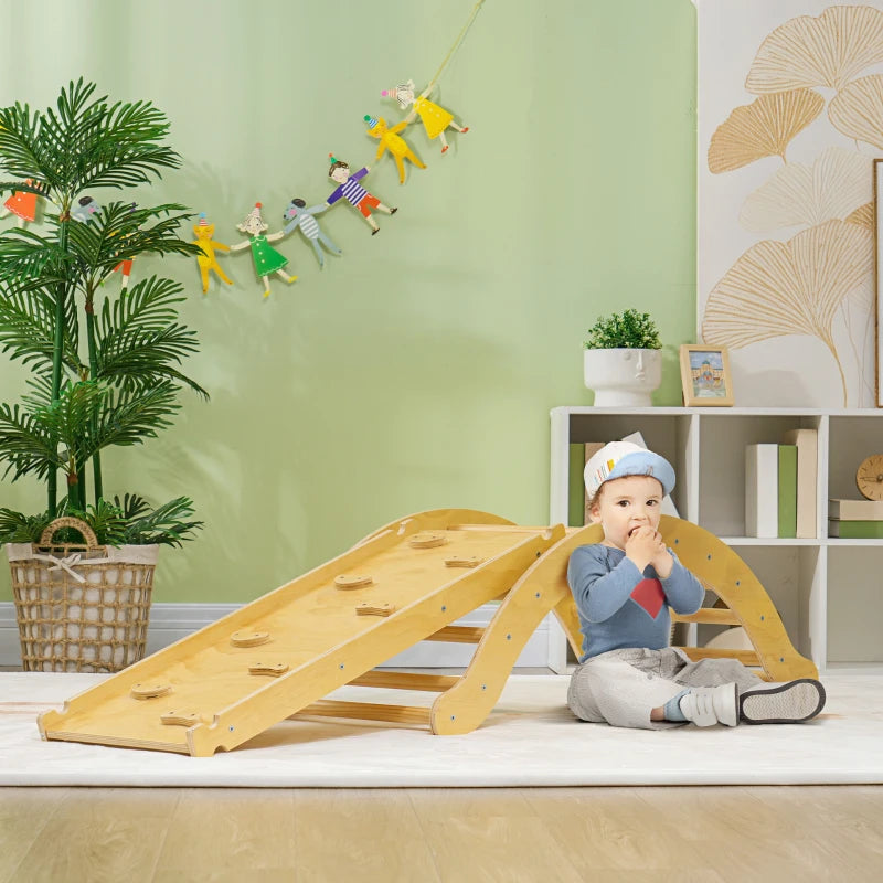 Nancy's Fuseta Jouets d'escalade - Ensemble d'escalade - Aire de jeux - Pont en arc - Balançoire à bascule - Toboggan - Bois de pin