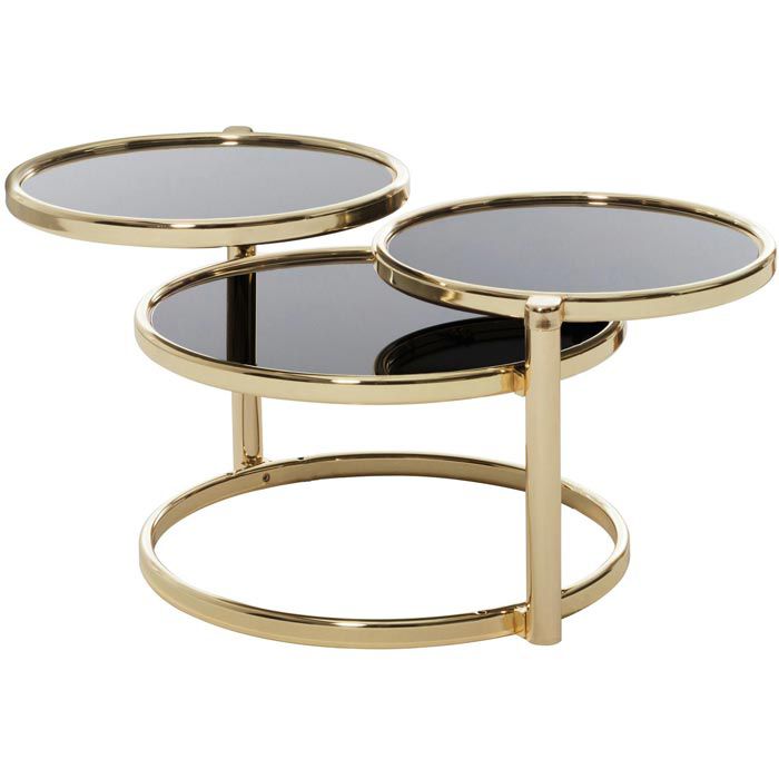 Nancy's Beaufort Salontafel - Koffietafel - Drielaags - Zwart / Goud - Glas / Staal