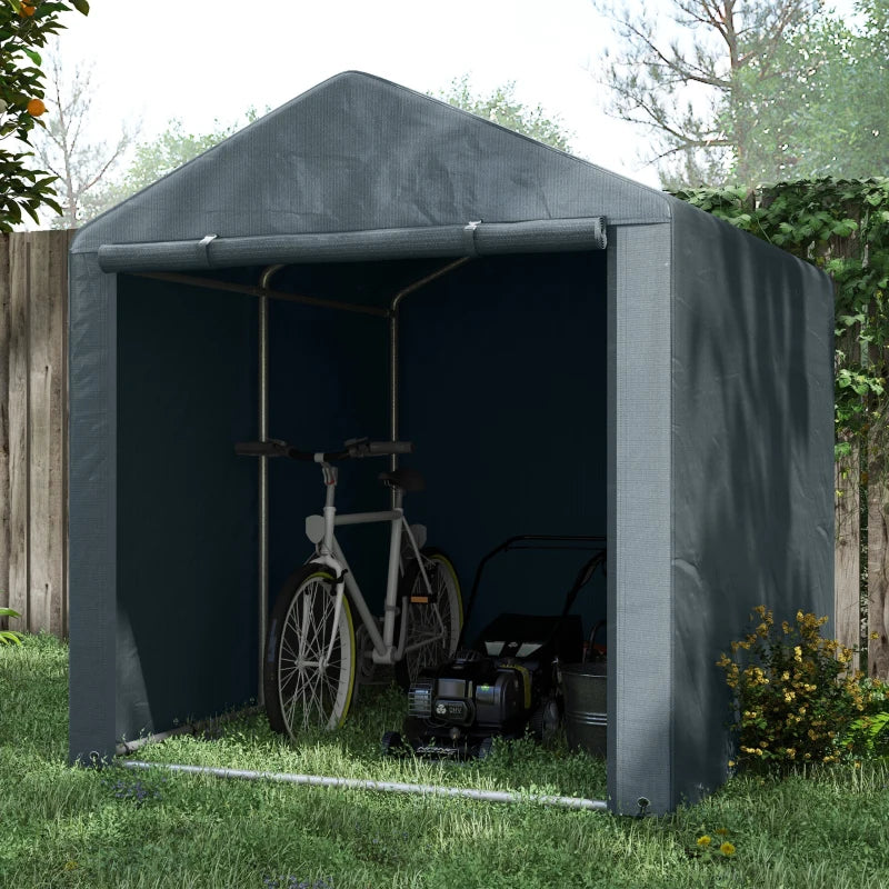 Nancy's Pencelo Storage Shed - Garden House - Garden Shed - Grey - Steel / Canvas - ± 160 x 220 x 170 cm