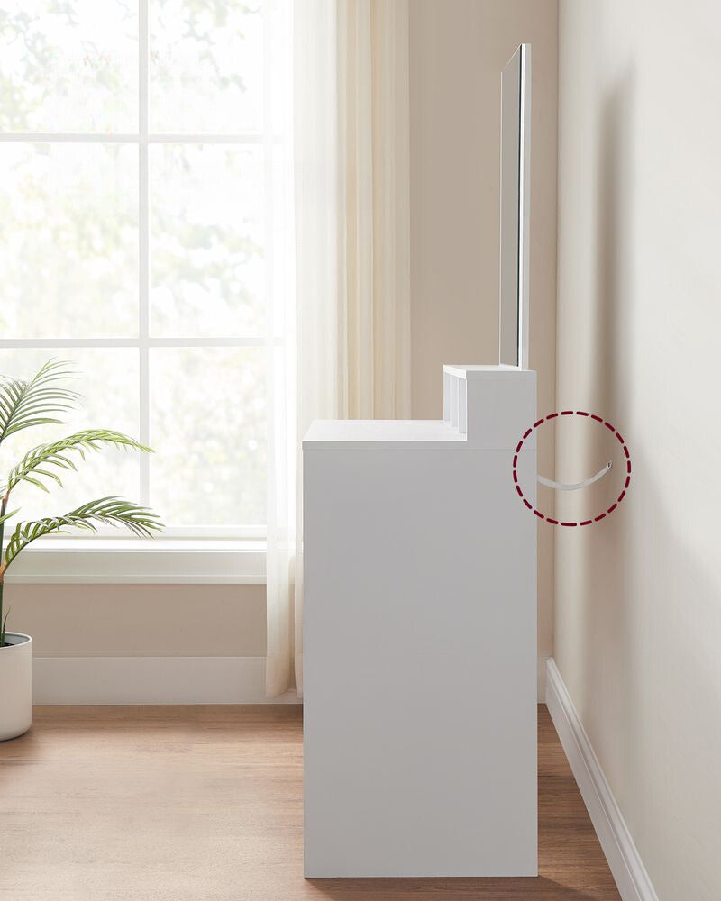 Nancy's Consett Kaptafel met spiegel - Make-up tafel - Kapspiegel - Wit - Modern - 100 x 40 x 140 cm