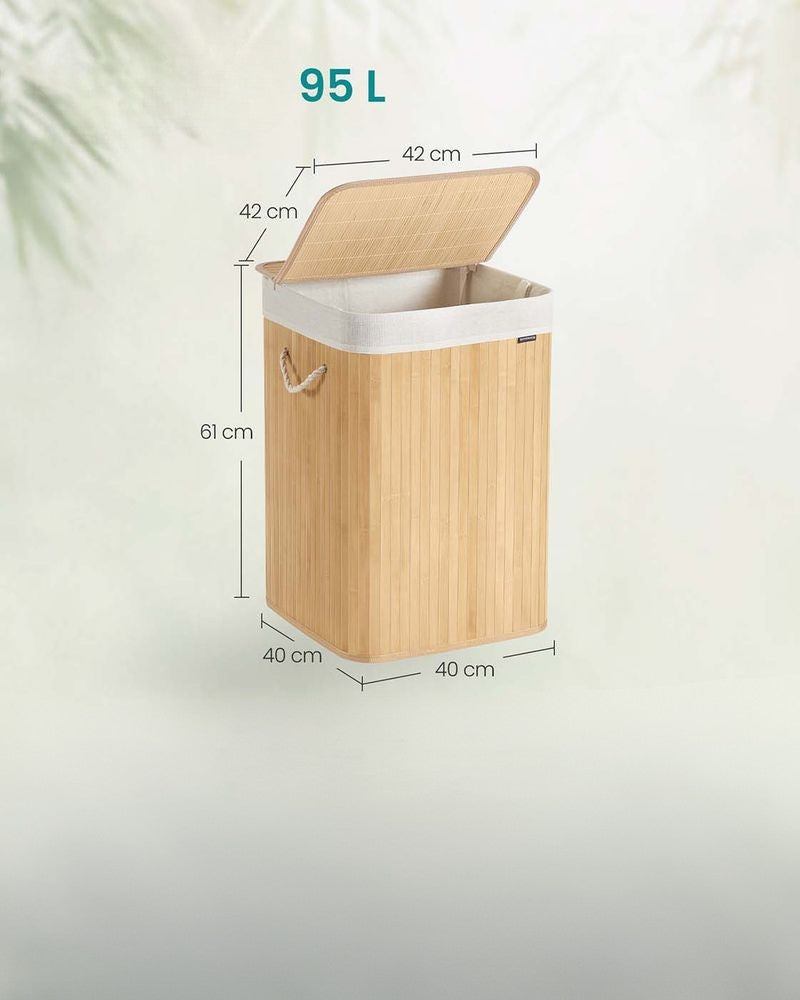 Nancy's Micigliano Wasmand - Wasbox - Uitneembare Waszak - Bamboe - 95 Liter