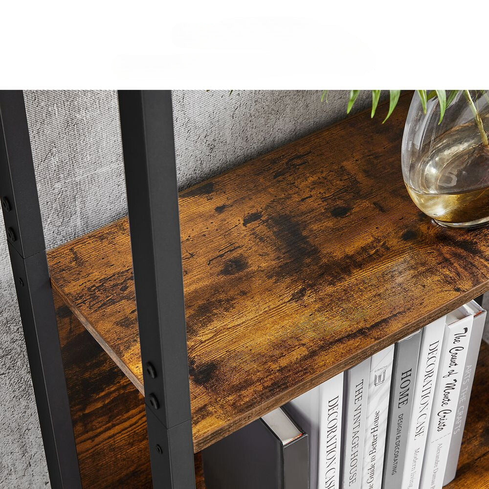 Nancy's Mossley Boekenkast met 14 planken - Opbergkast - Industrieel - Zwart - Bruin - 158 x 24 x 166 cm