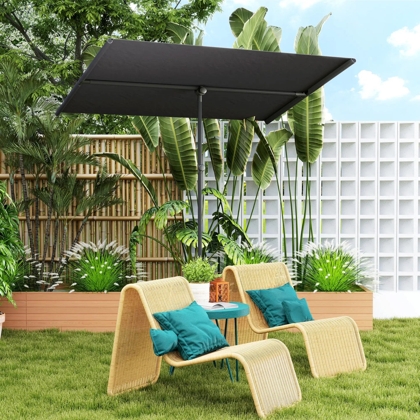 Nancy's Crecchio Parasol - Tuinparasol - Verstelbaar - Grijs - 150 x 205 x 120-215 cm