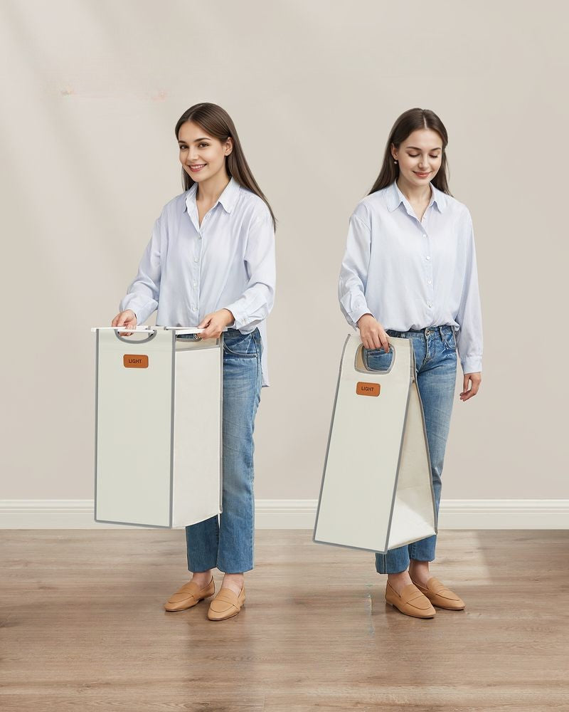 Nancy's Ruvina Wasmand - Wassorteerder - Wasbox - Beige / Grijs / Wit - 100 Liter