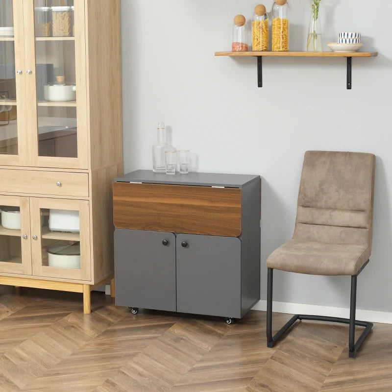 Nancy's Misterbianco Bijzettafel op Wieltjes - Bijzettafeltje - Klaptafel - Multifunctioneel - Grijs / Bruin