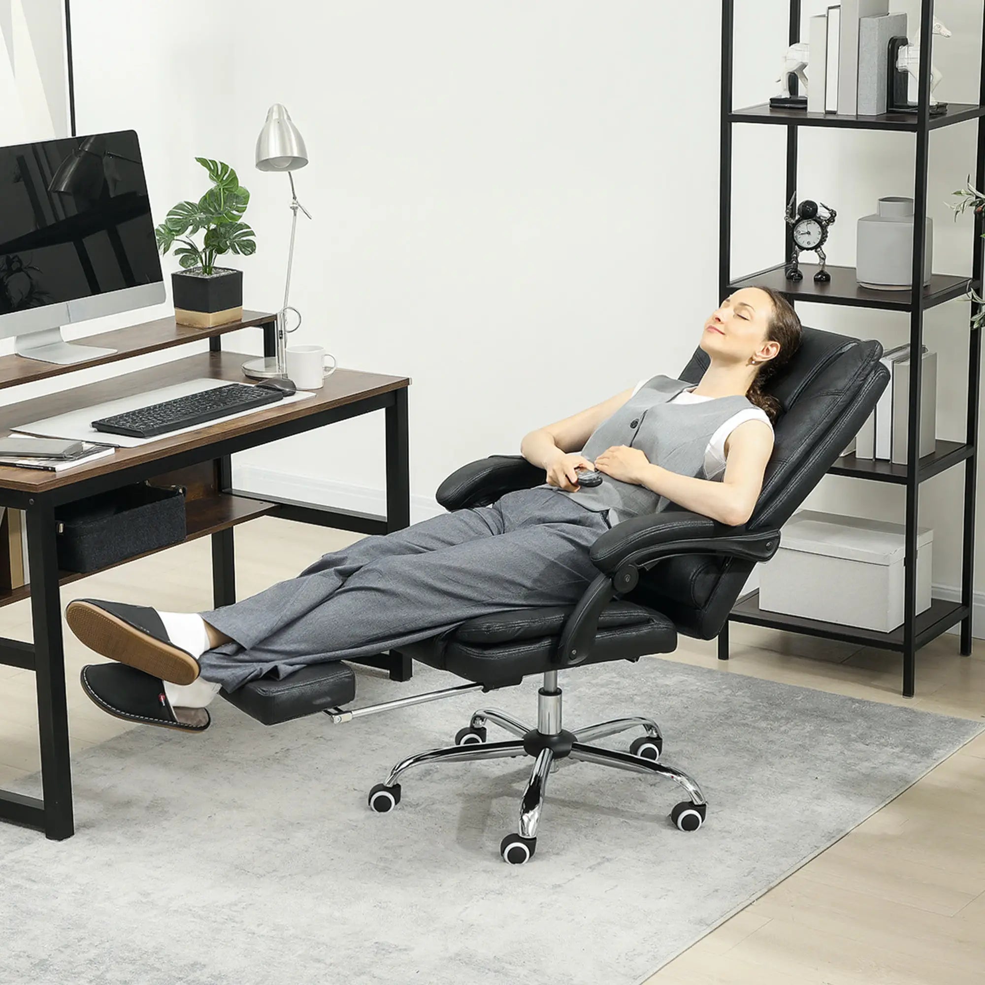 Nancy's Maccagno Massage Bureaustoel - Massage Kantoorstoel - Trilmassage en Warmte - Verstelbaar - Zwart
