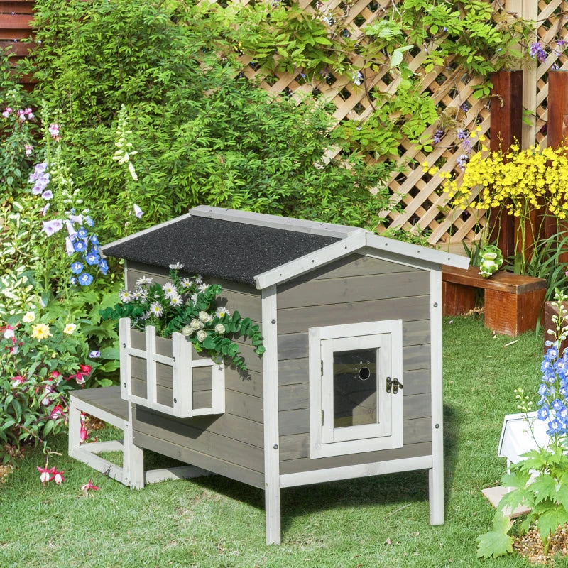 Nancy's Arras Lake Kattenhuis - Kattenvilla - Kattenverblijf - Dennenhout - ± 115 x 65 x 75 cm