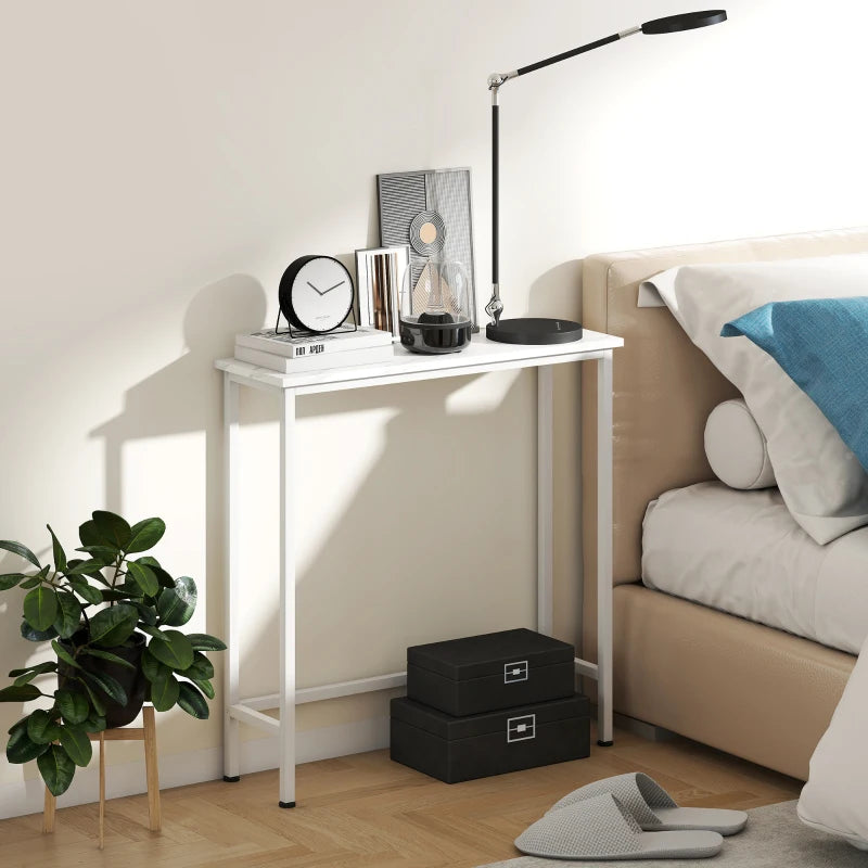 Nancy's Menaggio Sidetable - Consoletafel - Bijzettafel - Wit - Marmerlook - ± 75 x 25 x 75 cm