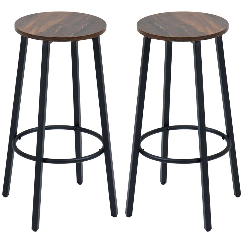 Nancy's Quieira Barkrukken - Set van 2 - Bruin / Zwart - Ø 42x 65 cm