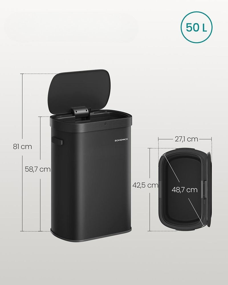 Nancy's Minerbio Sensor Afvalbak - Prullenbak met Sensor - Automatisch - Zwart - 50 Liter