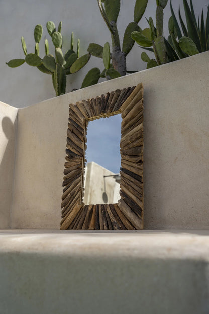 Bazar Bizar Driftwood Framed Spiegel - Naturel - Drijfhout - ± 40 x 60 cm