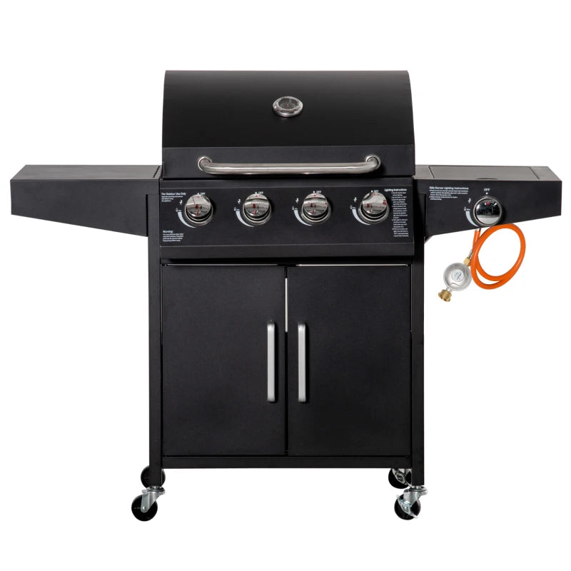 Nancy's Gamil Barbecue - BBQ - Grill - Gas BBQ - 4 Burners - Black - Steel