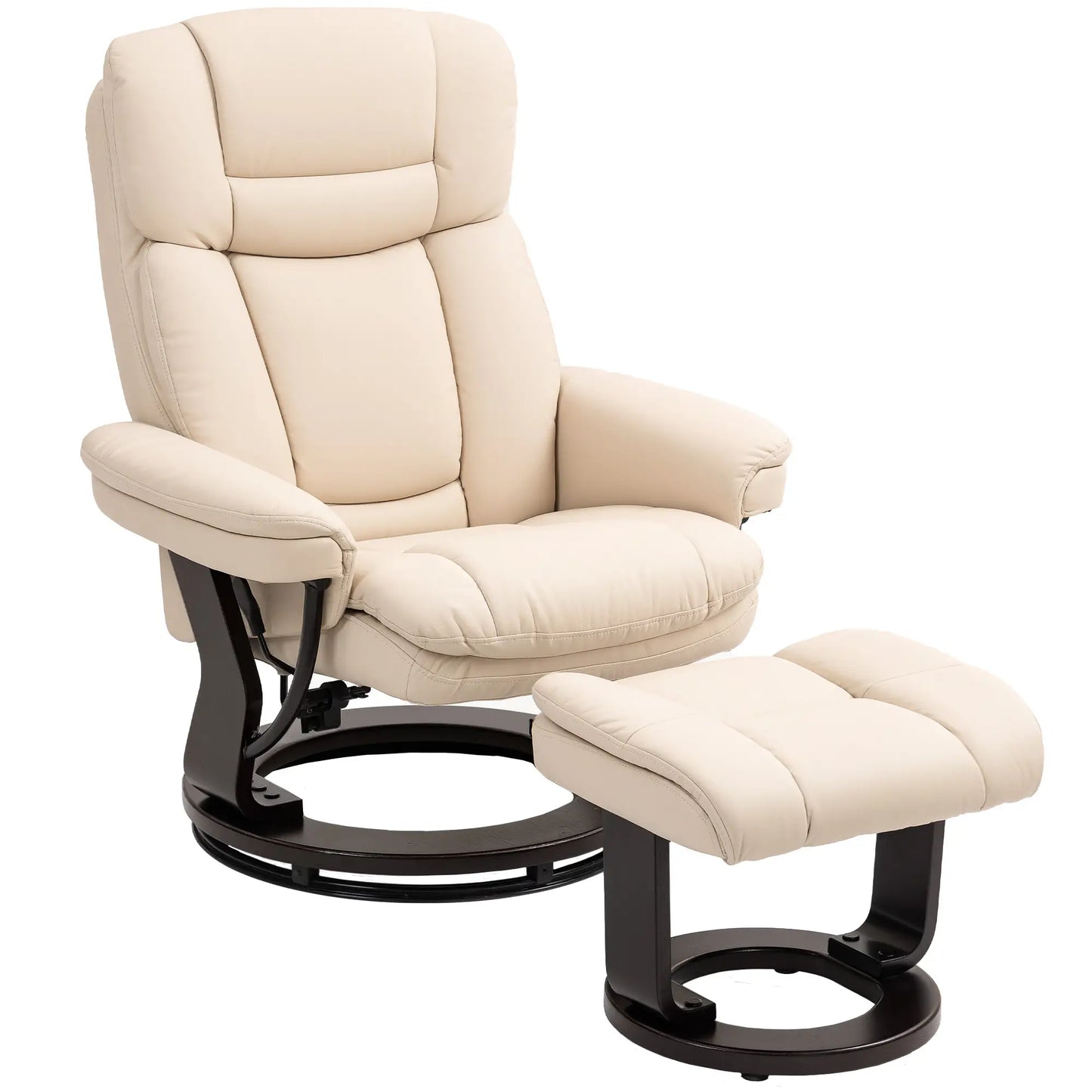Nancy's Crevacuore Relaxfauteuil met Hocker - Loungestoel - Relaxstoel - Crèmewit - Kunstleer