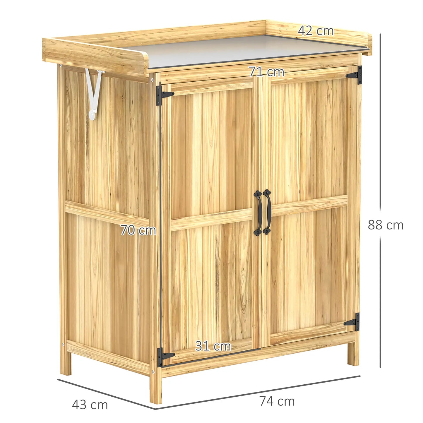 Nancy's Follina Planttafel - Tuinwerktafel - Tuinkast - Dennenhout - ± 75 x 45 x 90 cm