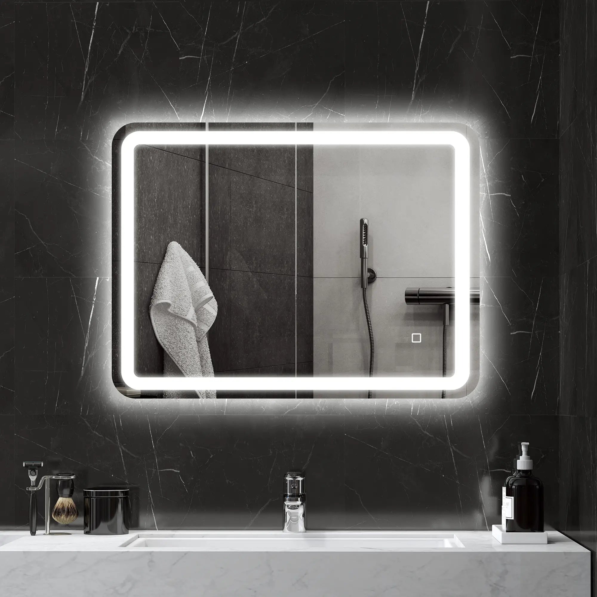 Nancy's Longa Badkamerspiegel - Met LED Verlichting - Anti Condens - Zilver - 60 x 80 cm