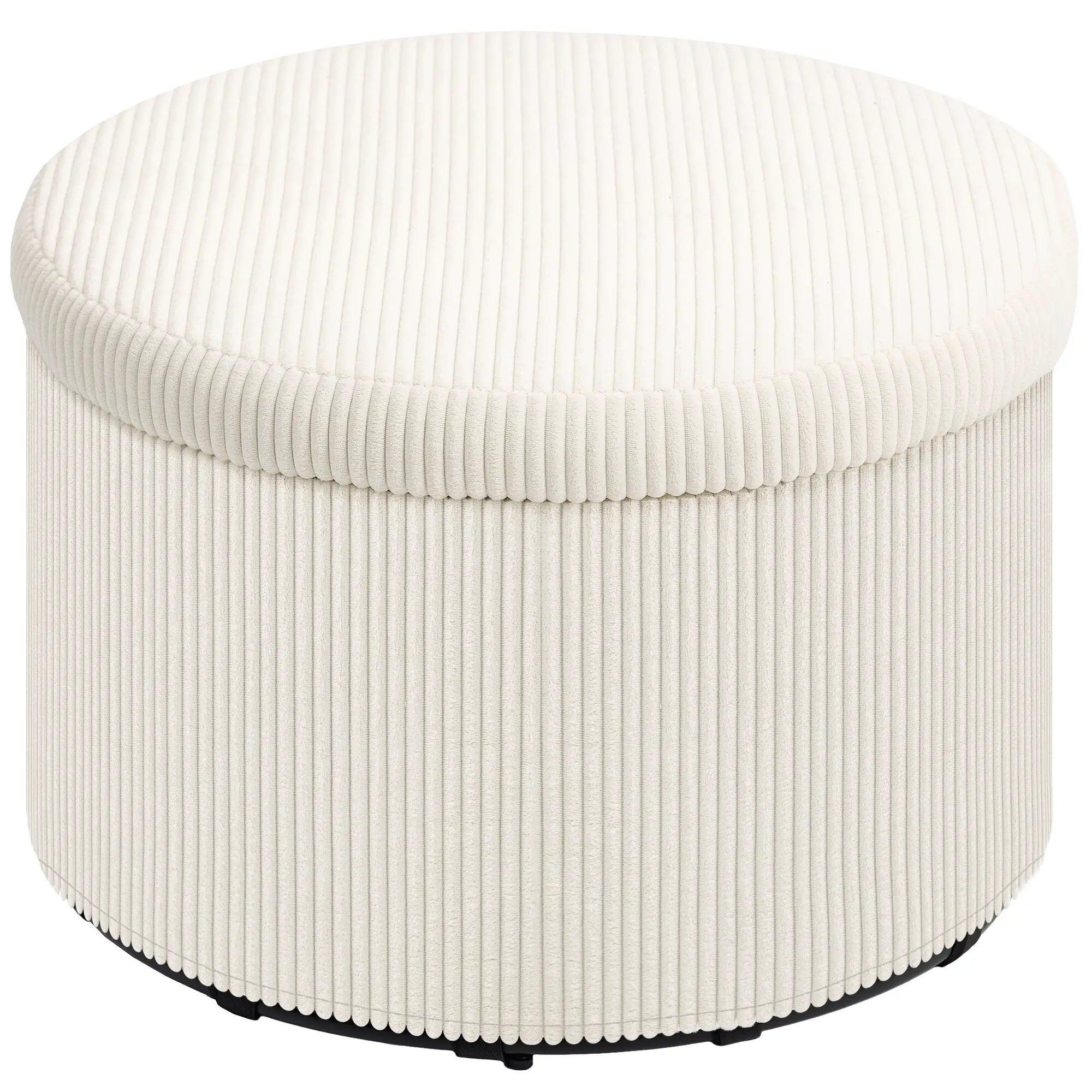 Nancy's Cutigliano Poef - Krukje - Opbergkruk - Beige - Ribfluweel - ± Ø60 x 40 cm