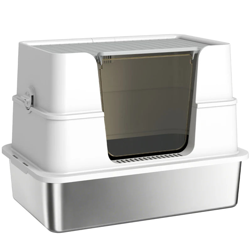 Nancy's Modugno Kattenbak - Katten wc - Kattentoilet - RVS / Grijs - ± 60 x 40 x 45 cm