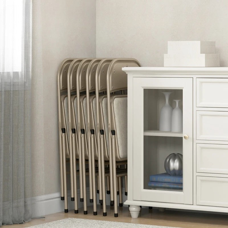 Nancy's Noto Klapstoelen - Set van 6 - Vouwstoel - Beige - Staal / Linnen