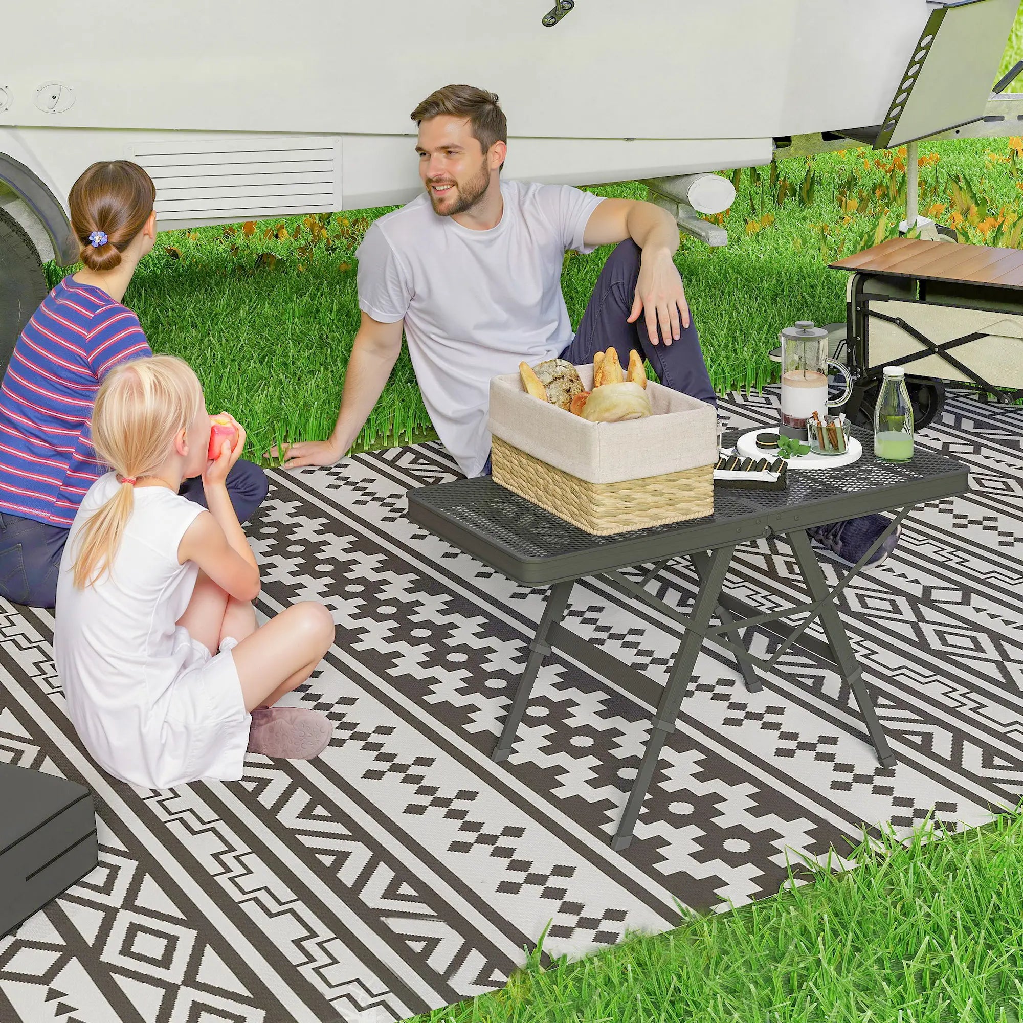 Nancy's Ghemme Picknicktafel - Campingtafel - Verstelbare Hoogte - Zwart - Staal / Aluminium