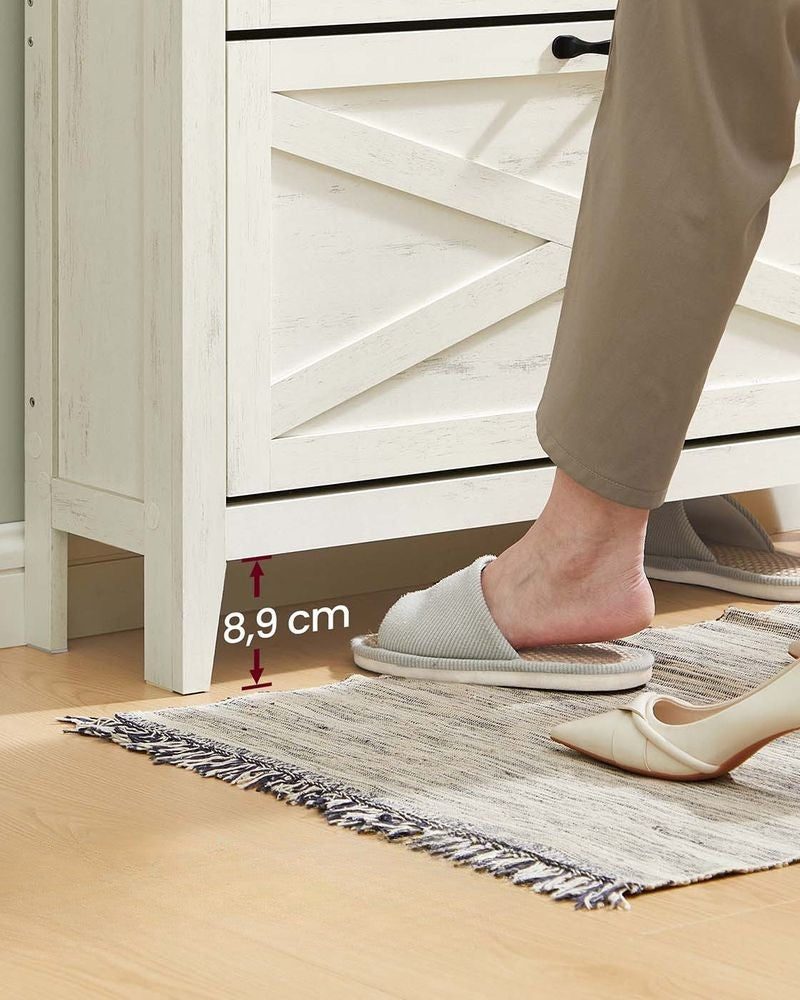 Nancy's Offanengo Schoenenkast - Opbergkast voor Schoenen - Vintage Wit - ± 85 x 25 x 125 cm