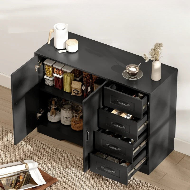 Nancy's Melilli Commode - Opbergkast - Ladekast - Zwart - ± 105 x 40 x 75 cm