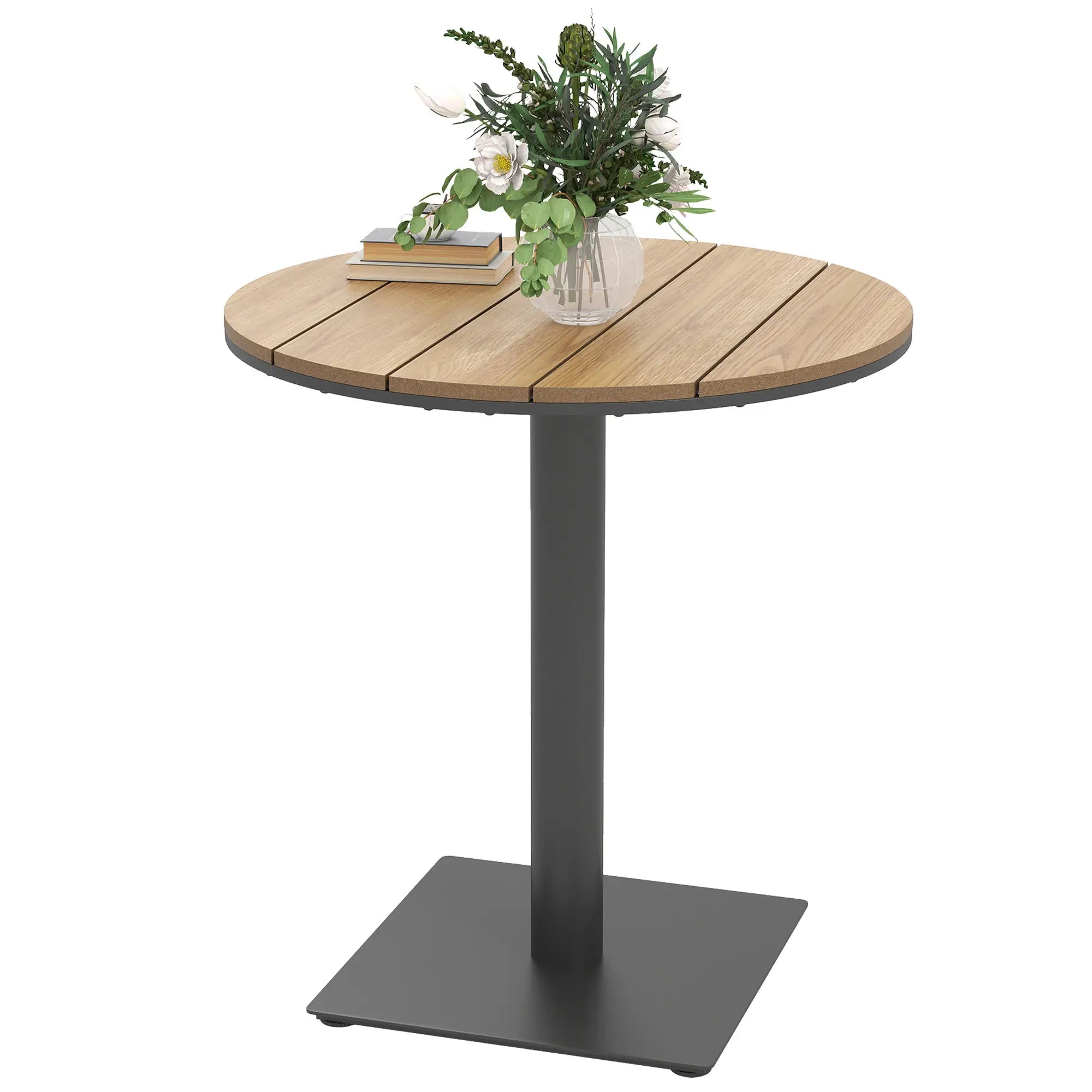 Nancy's Gerfalco Tuintafel - Balkontafel - Natuurlijk Hout - Staal / Kunststof - ± Ø 70 x 75 cm