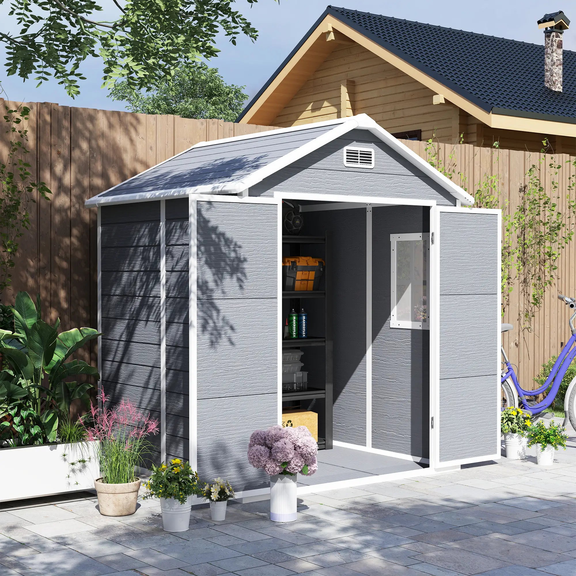 Nancy's Guarene Opbergschuur - Tuinschuur - Gereedschapsschuur - Grijs - ± 180 x 150 x 220 cm
