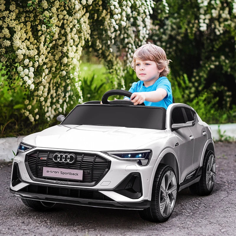 Voiture électrique pour enfants Nancy's Sjoerd - Voiture électrique - Audi E-tron pour enfants - Musique / Lumière - Blanc / Noir