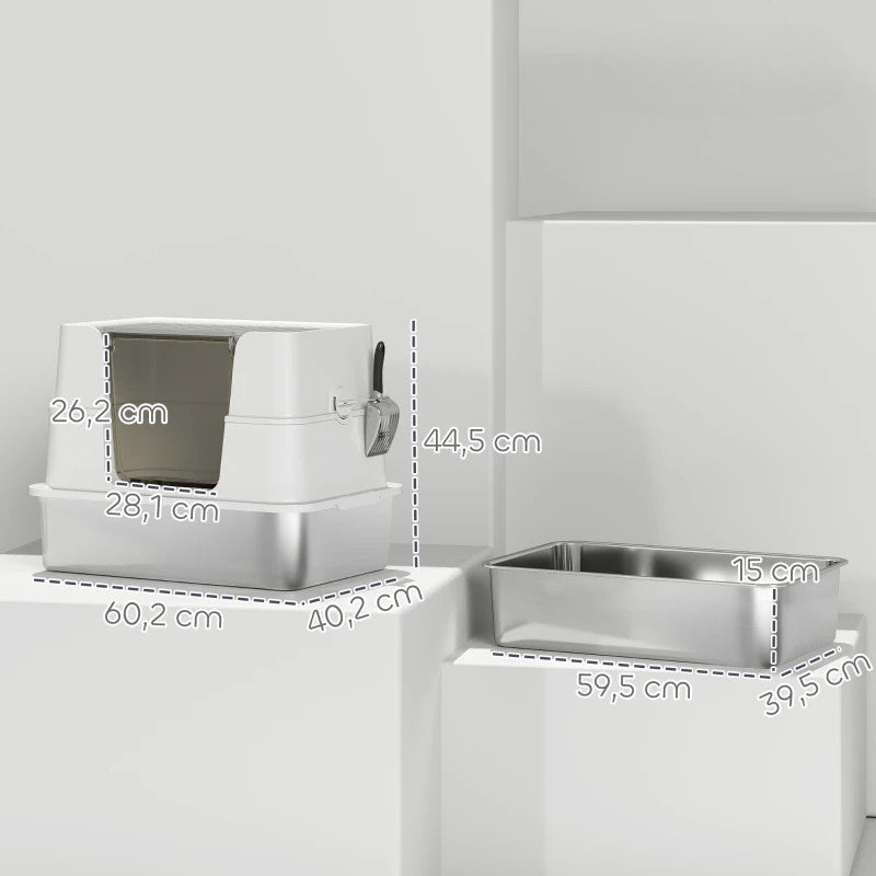 Nancy's Modugno Kattenbak - Katten wc - Kattentoilet - RVS / Grijs - ± 60 x 40 x 45 cm