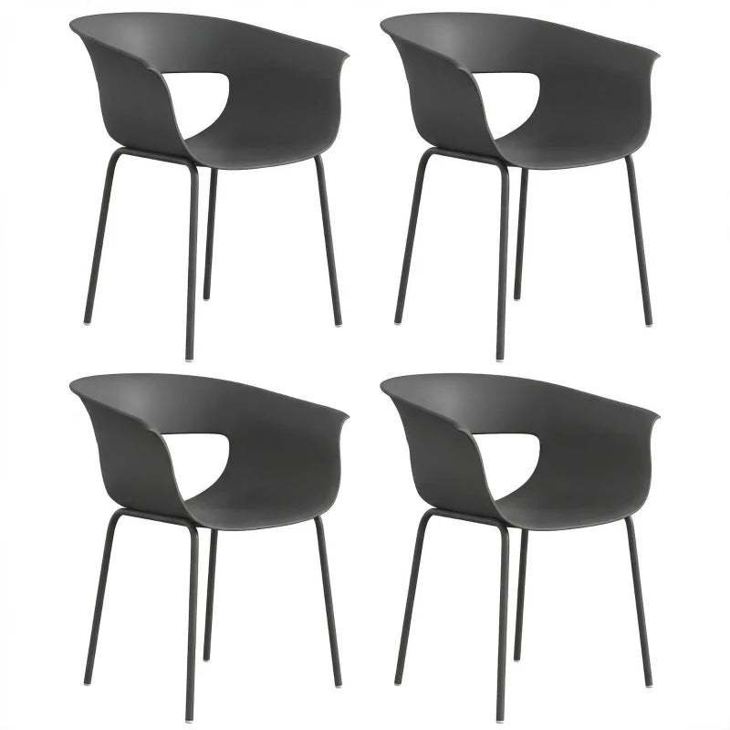 Nancy's Scanno Tuinstoelen - Set van 4 - Terrasstoelen - Ergonomisch - Grijs - Staal / Kunststof