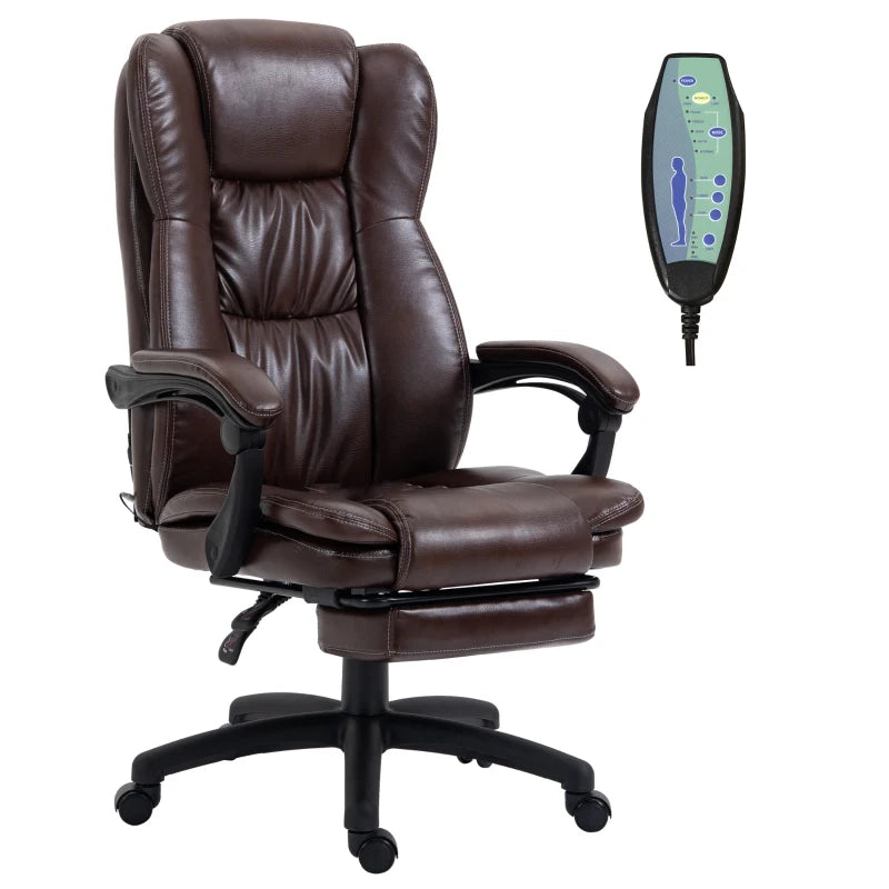Nancy's Agrustos Massage Bureaustoel - Ergonomisch - Verstelbare Rugleuning - Voetsteun - Draaibaar - Bruin
