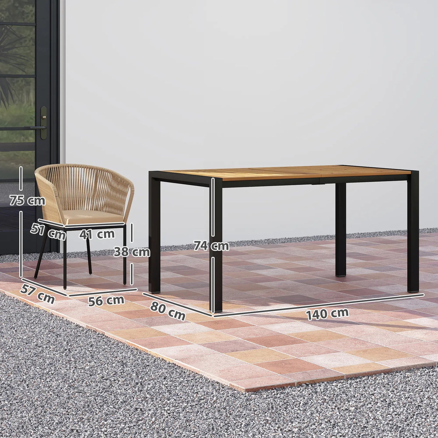 Nancy's Gavorrano Tuinset - Tuinmeubelset - Kaki / Zwart - Rotan / Acaciahout