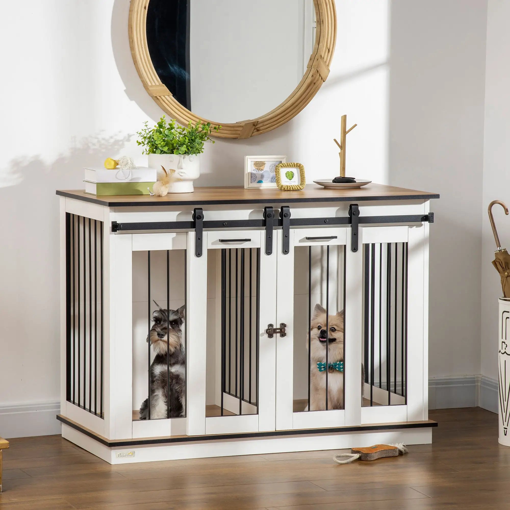 Nancy's Collagna Hondenhok - Hondenbench - Honden Verblijf - Wit - ± 120 x 60 x 90 cm