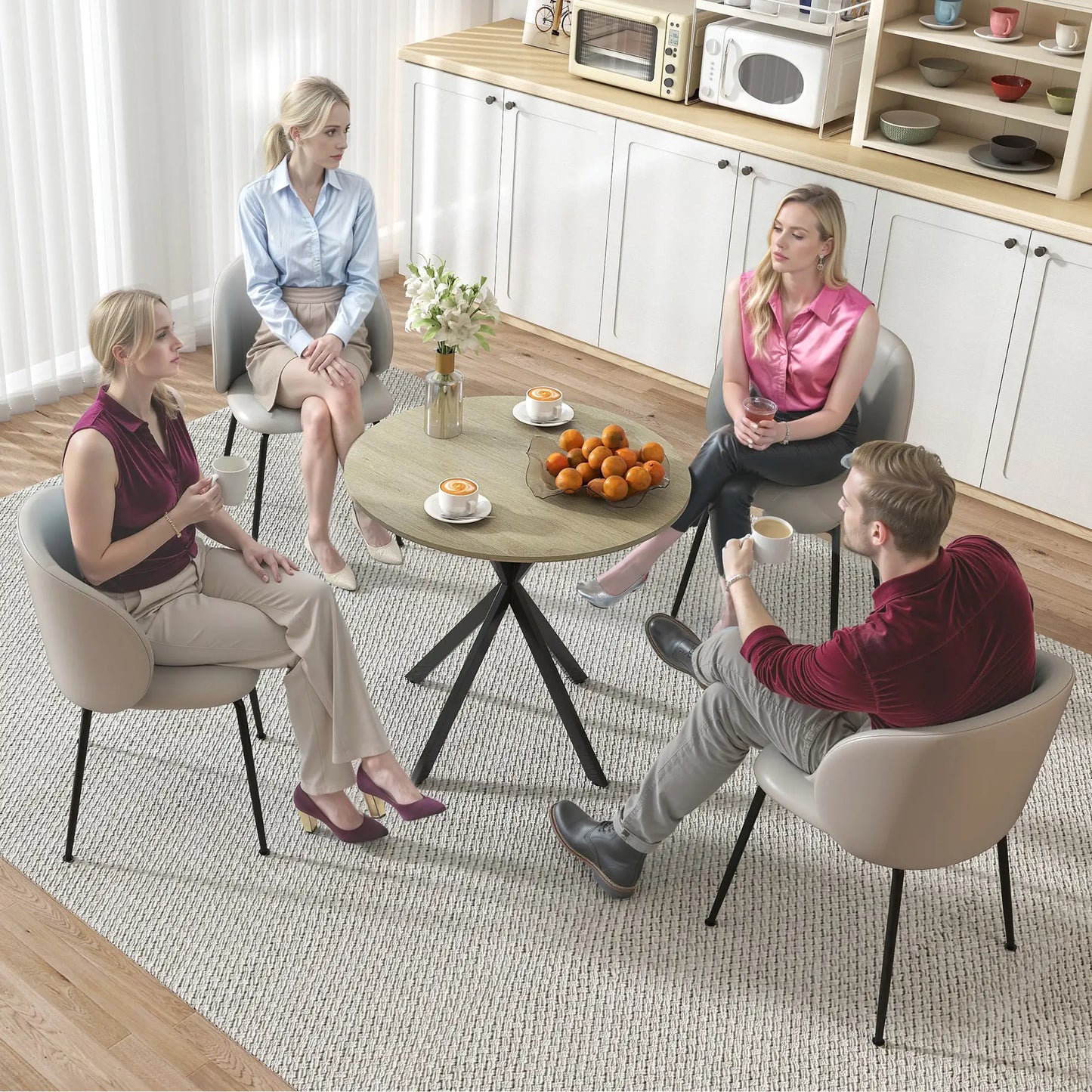 Nancy's Lavello Ronde Eettafel - Eiken / Zwart - Ø80 x 75H cm