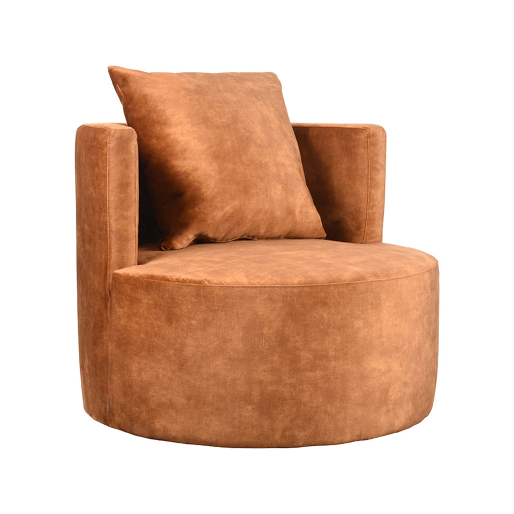 LABEL51 Fauteuil Evy - Oker - Velours - 90x90x75 cm