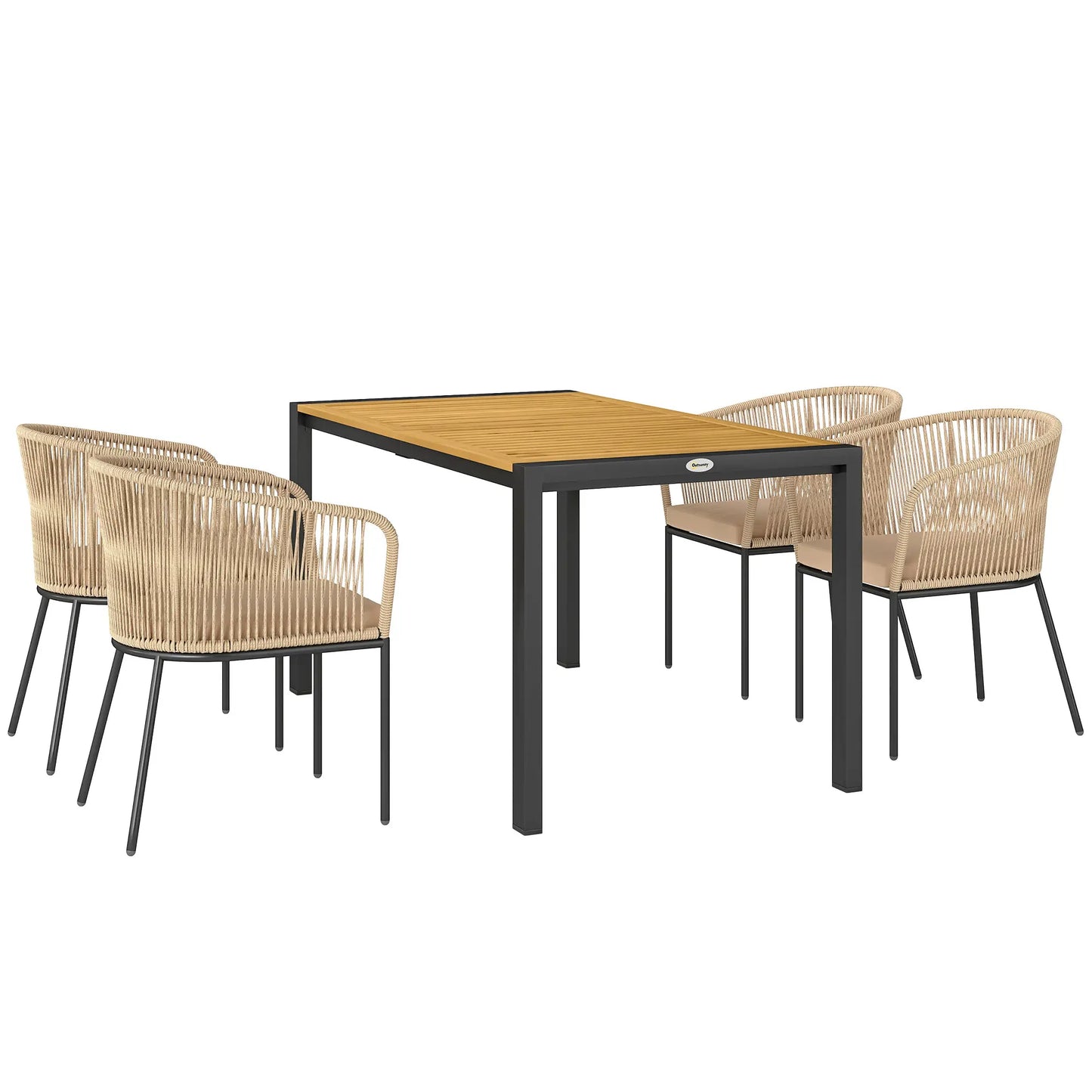 Nancy's Gavorrano Tuinset - Tuinmeubelset - Kaki / Zwart - Rotan / Acaciahout