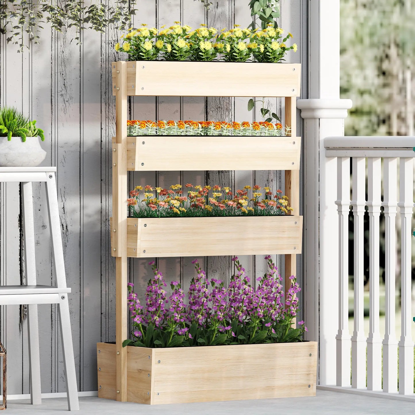 Nancy's Germagnano Plantenbak - Bloembak - Plantenrek - Dennenhout - ± 90 x 45 x 140 cm